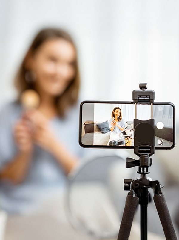 Influencer reviewing a product on camera