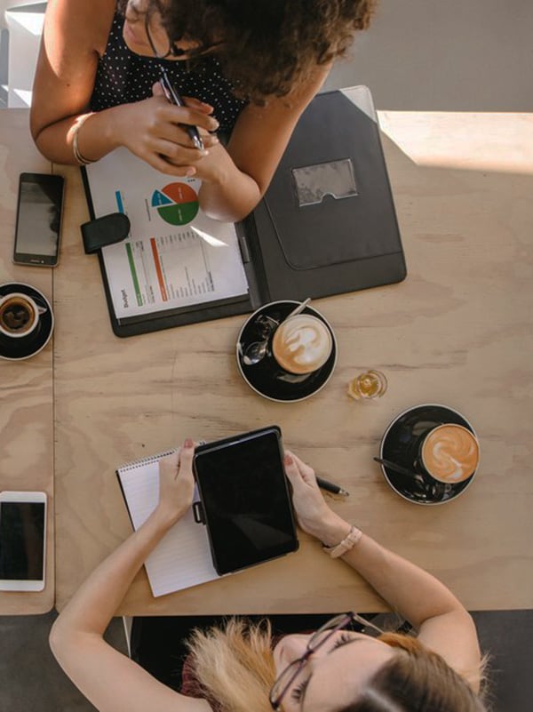 Group of women collaborating for work