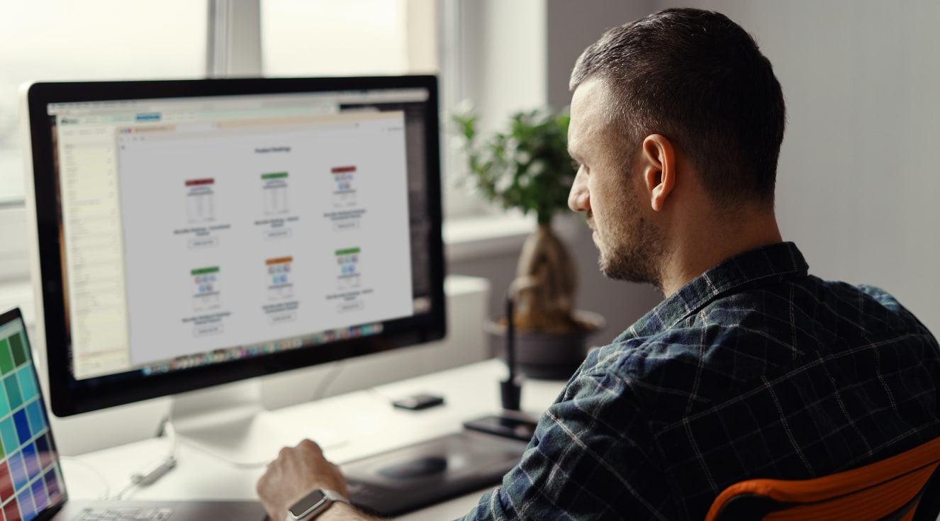 Person looking at data on their laptop