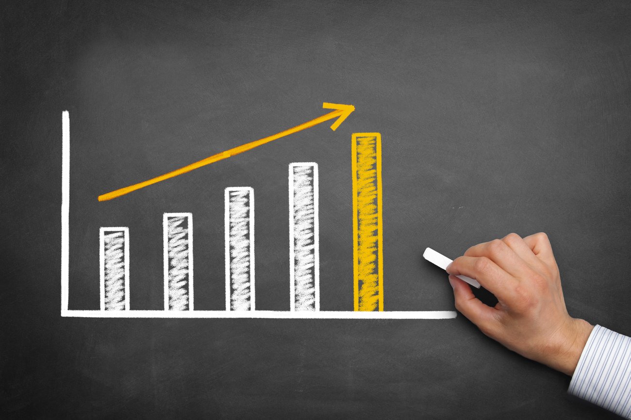 Hand drawn Bar chart showing growth