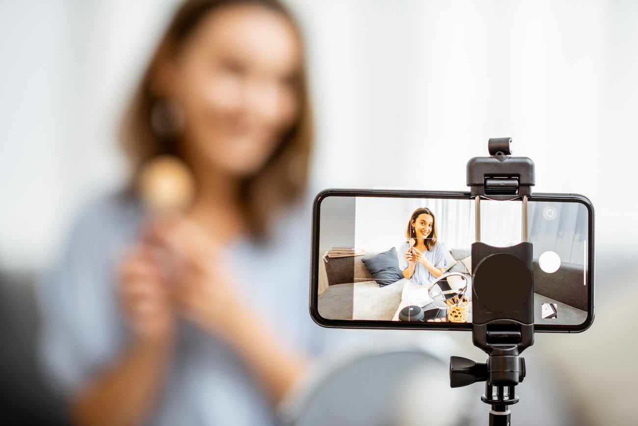 Influencer reviewing a product on camera
