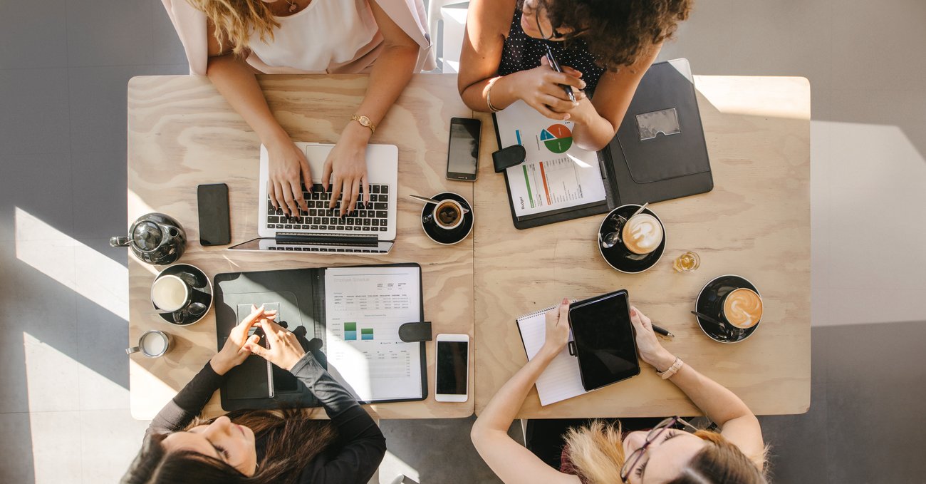 Group of women collaborating for work