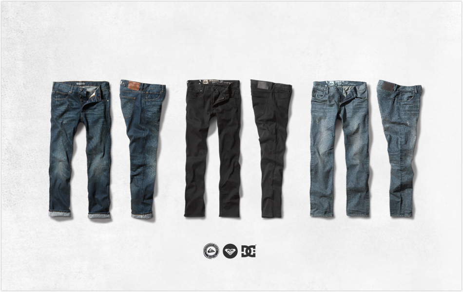 Denim line up from Quiksilver, Roxy and DC Shoes