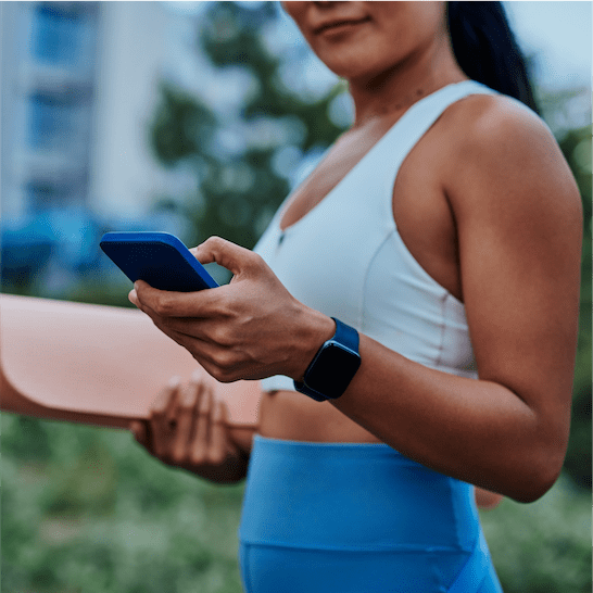 Healthy young person experiencing marketing promotion on her smartphone