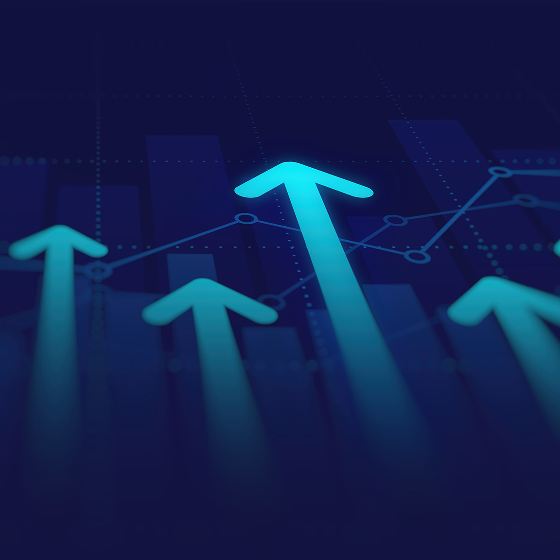 Arrows pointing up on a graph